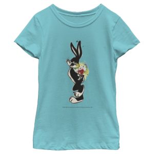 Girl_s Looney Tunes Bugs Bunny Floral Spray Paint Portrait T-Shirt