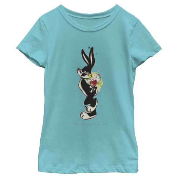 Girl_s Looney Tunes Bugs Bunny Floral Spray Paint Portrait T-Shirt