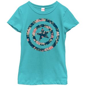 Girl_s Marvel Captain America Floral Print T-Shirt