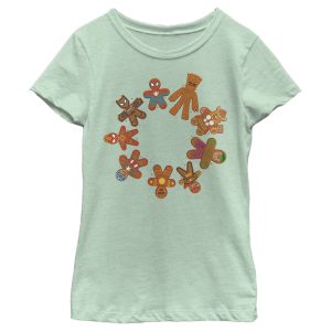 Girl_s Marvel Christmas Gingerbread Cookie Circle T-Shirt