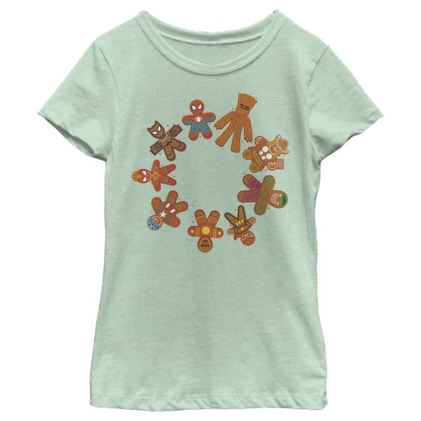 Girl_s Marvel Christmas Gingerbread Cookie Circle T-Shirt