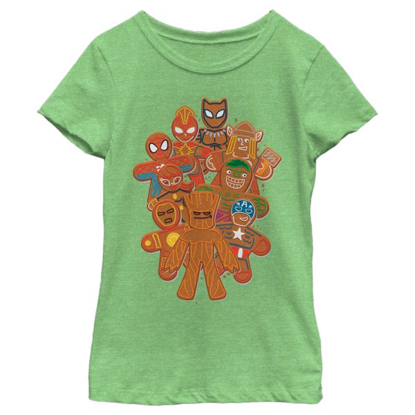 Girl_s Marvel Christmas Gingerbread Cookie Heroes T-Shirt