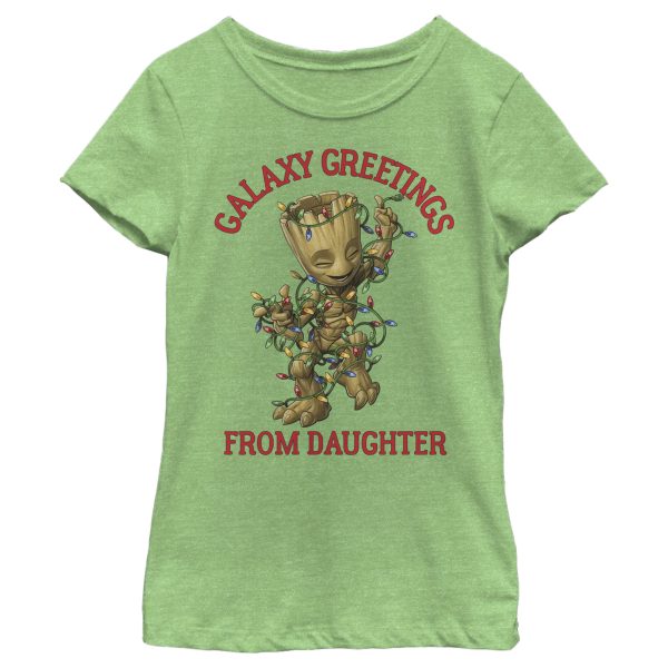 Girl_s Marvel Christmas Groot Galaxy Greetings Daughter T-Shirt