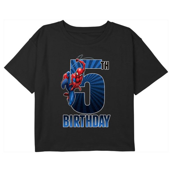 Girl_s Marvel Spider-Man Swinging 5th Birthday T-Shirt