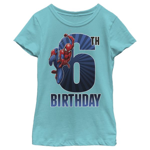 Girl_s Marvel Spider-Man Swinging 6th Birthday T-Shirt