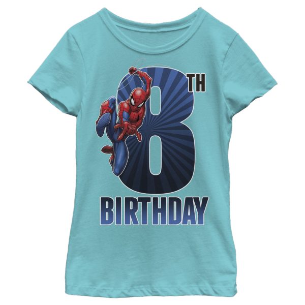 Girl_s Marvel Spider-Man Swinging 8th Birthday T-Shirt