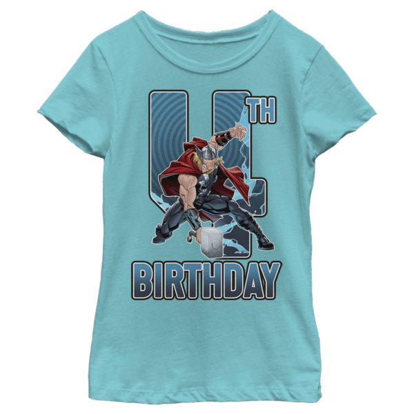 Girl_s Marvel Thor Hammer 4th Birthday T-Shirt