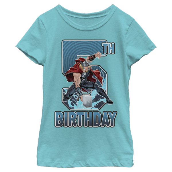 Girl_s Marvel Thor Hammer 5th Birthday T-Shirt