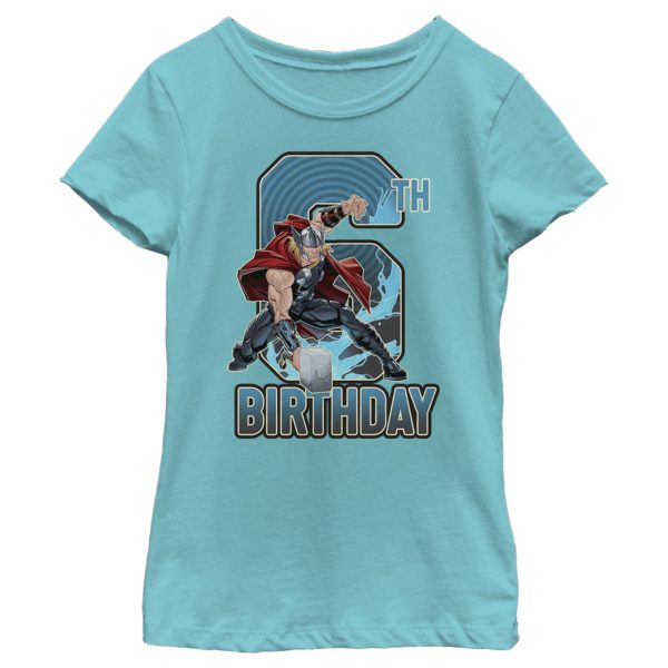 Girl_s Marvel Thor Hammer 6th Birthday T-Shirt