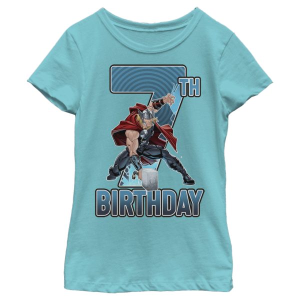 Girl_s Marvel Thor Hammer 7th Birthday T-Shirt