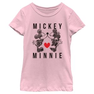 Girl_s Mickey & Friends Couple Sketch Kiss T-Shirt