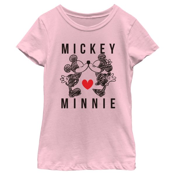 Girl_s Mickey & Friends Couple Sketch Kiss T-Shirt