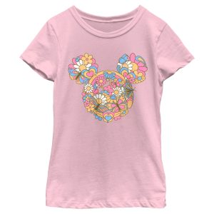 Girl_s Mickey & Friends Flowers and Butterflies Ears T-Shirt