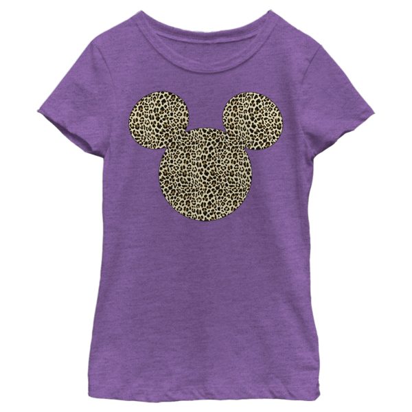 Girl_s Mickey & Friends Mickey & Mickey Mouse Cheetah Print Classic Ears T-Shirt