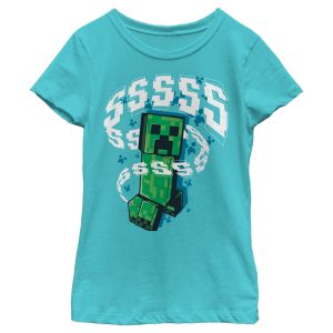 Girl_s Minecraft SSSS Creeper T-Shirt