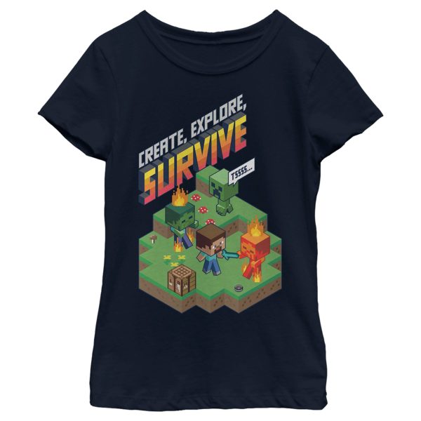 Girl_s Minecraft Steve Create Explore Survive T-Shirt