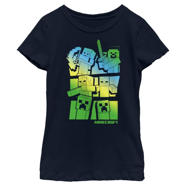 Girl_s Minecraft Steve and Alex Vs. Mobs T-Shirt