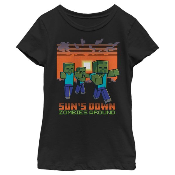 Girl_s Minecraft Sun_s Down Zombies Around T-Shirt