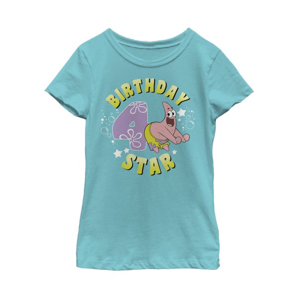 Girl_s SpongeBob SquarePants Patrick 4th Birthday T-Shirt