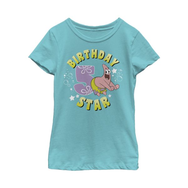 Girl_s SpongeBob SquarePants Patrick 5th Birthday T-Shirt