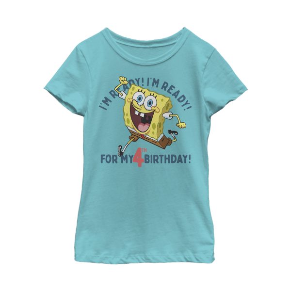 Girl_s SpongeBob SquarePants Ready for 4th Birthday T-Shirt