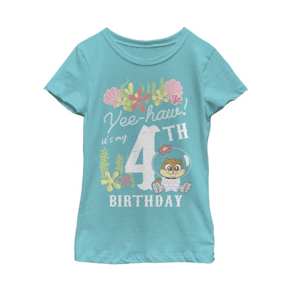 Girl_s SpongeBob SquarePants Sandy 4th Birthday T-Shirt