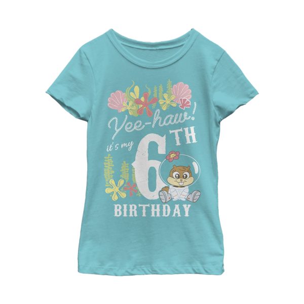 Girl_s SpongeBob SquarePants Sandy 6th Birthday T-Shirt