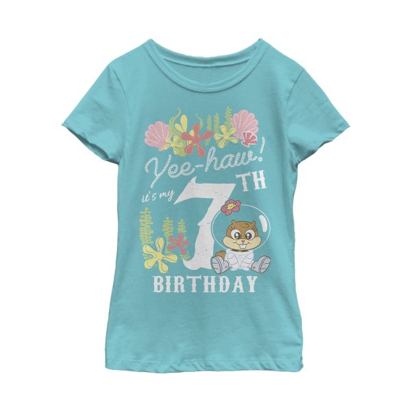 Girl_s SpongeBob SquarePants Sandy 7th Birthday T-Shirt