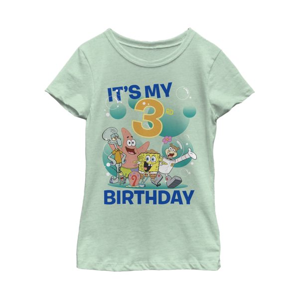 Girl_s SpongeBob SquarePants Under the Sea 3rd Birthday T-Shirt