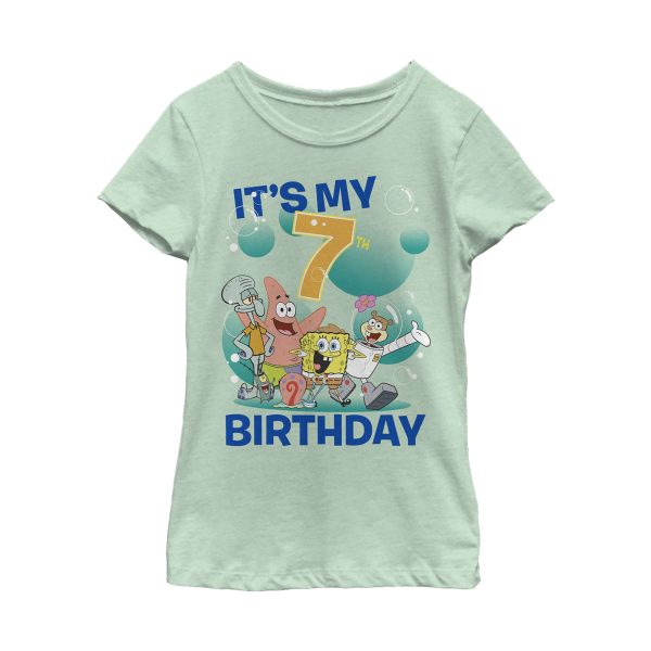 Girl_s SpongeBob SquarePants Under the Sea 7th Birthday T-Shirt