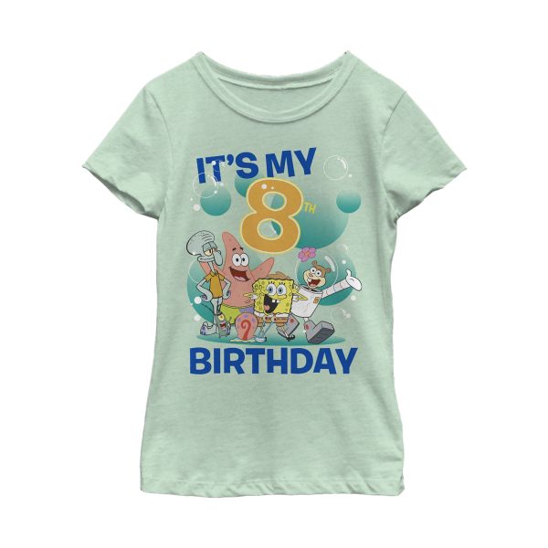 Girl_s SpongeBob SquarePants Under the Sea 8th Birthday T-Shirt