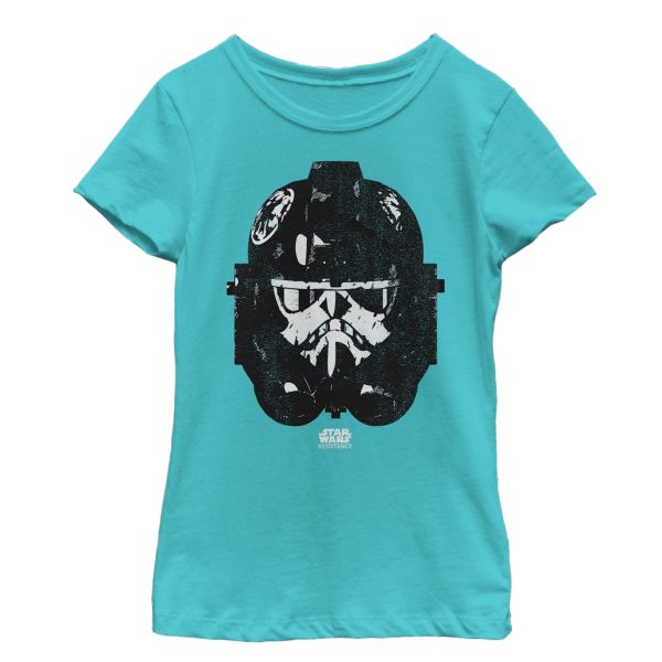 Girl_s Star Wars Resistance Grungy Stormtrooper Helmet T-Shirt