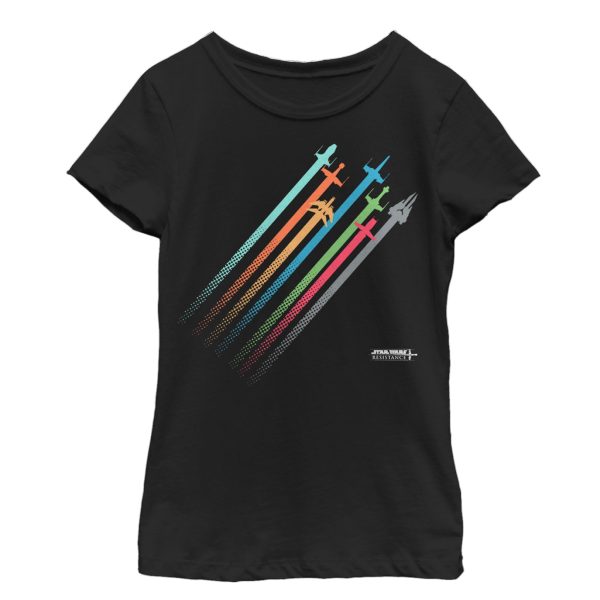 Girl_s Star Wars Resistance Rainbow Ship Streaks T-Shirt