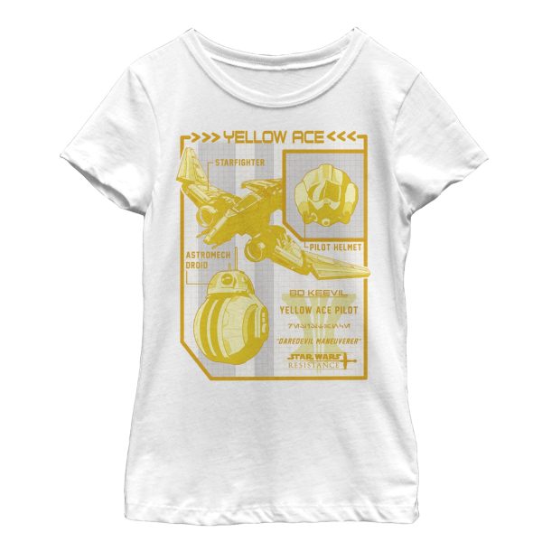 Girl_s Star Wars Resistance Yellow Ace Schematic Detail T-Shirt