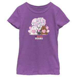 Girl_s We Bare Bears Happy Valentine_s Day Hearts T-Shirt