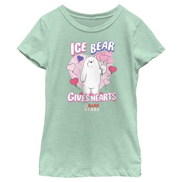 Girl_s We Bare Bears Valentine_s Day Ice Bear Gives Hearts T-Shirt