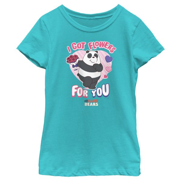 Girl_s We Bare Bears Valentine_s Day Panda I Got Flowers For You T-Shirt