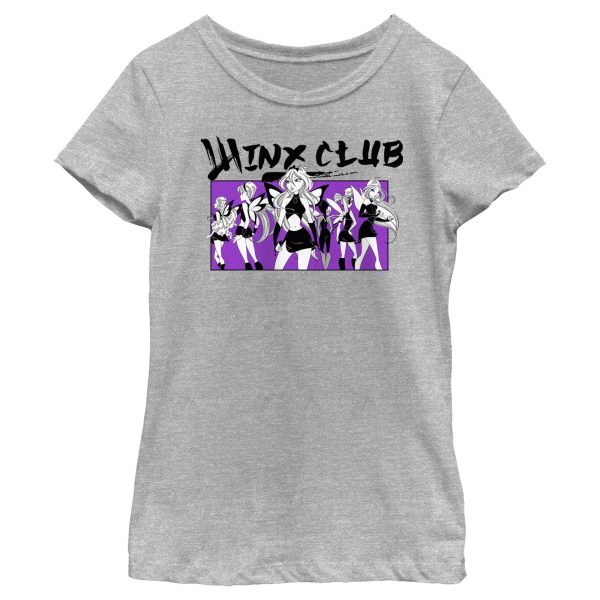 Girl_s Winx Club Black and Purple Group Shot T-Shirt