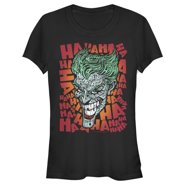 Junior_s Batman Joker Laugh Background Text T-Shirt