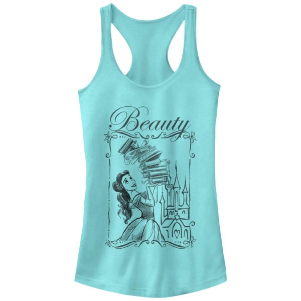 Junior_s Beauty and the Beast Belle Book Tower Racerback Tank Top