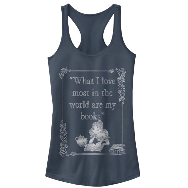 Junior_s Beauty and the Beast Belle Loves Books Racerback Tank Top