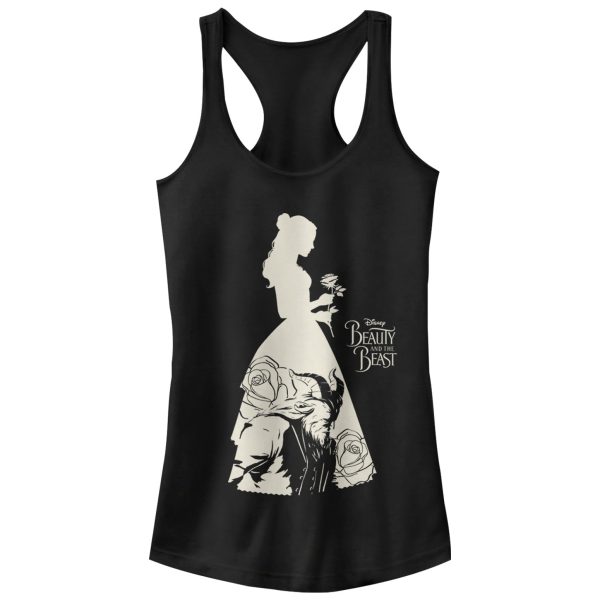 Junior_s Beauty and the Beast Dress Silhouette Racerback Tank Top