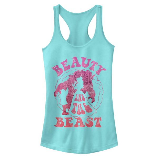 Junior_s Beauty and the Beast Groovy Silhouette Racerback Tank Top