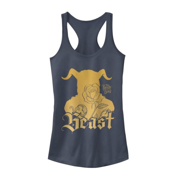 Junior_s Beauty and the Beast Horn Silhouette Racerback Tank Top