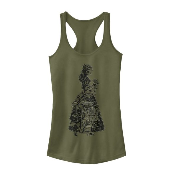 Junior_s Beauty and the Beast Lace Print Racerback Tank Top