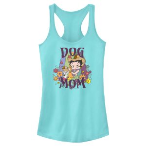 Junior_s Betty Boop Floral Dog Mom Racerback Tank Top