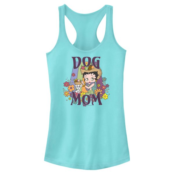 Junior_s Betty Boop Floral Dog Mom Racerback Tank Top