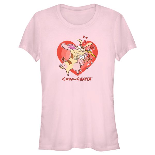 Junior_s Cow and Chicken Valentine_s Day Heart Hug T-Shirt