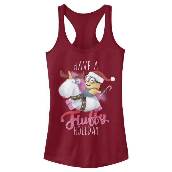 Junior_s Despicable Me Christmas Minions Have A Fluffy Day Unicorn Racerback Tank Top