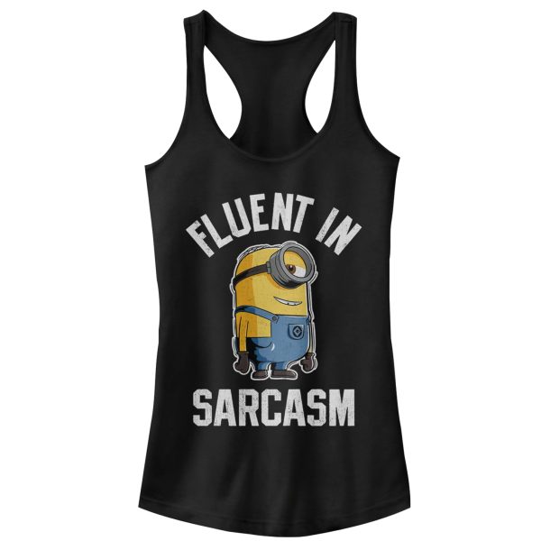 Junior_s Despicable Me Minion Fluent in Sarcasm Racerback Tank Top